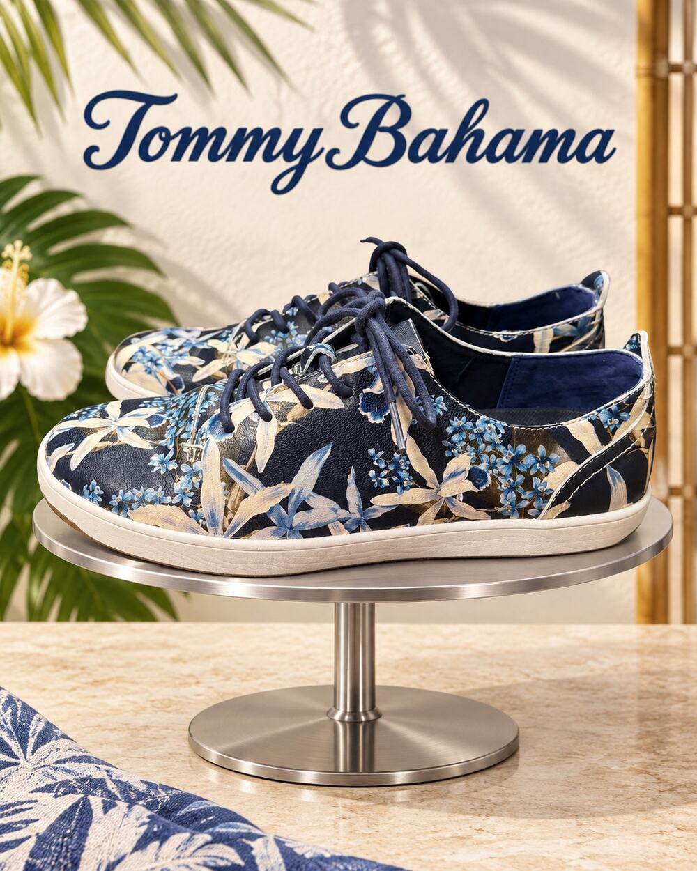 Tommy Bahama Relaxology Cove Island Floral Leather Sneakers Size 8